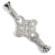 Silver Plated Clasp Semi Micro Pave Connector Accessory for Pearl Necklace Jewelry